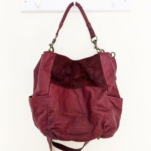 LIEBESKIND BERLIN Maroon Leather with Fur Purse
